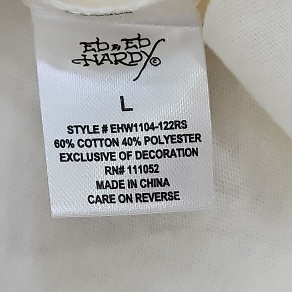 Ed Hardy Crop Tee Women's Large Rhinestone Butterfly Top NWT Logo Art Piece NEW - Picture 7 of 12